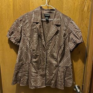 Lane Bryant Brown blouse with gold Stripes